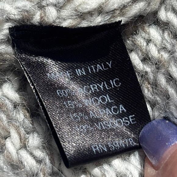 Berretti Made in Italy Womens Sweater L Cable Open Knit Wool Alpaca Blend - Picture 7 of 10